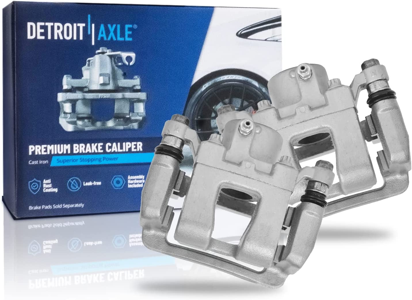 Detroit Axle Pair Of Rear Brake Calipers With Brackets For 2014-2018 Kia Soul (Gas, Casting DT8) - Direct Replacement, 10-Year Warranty