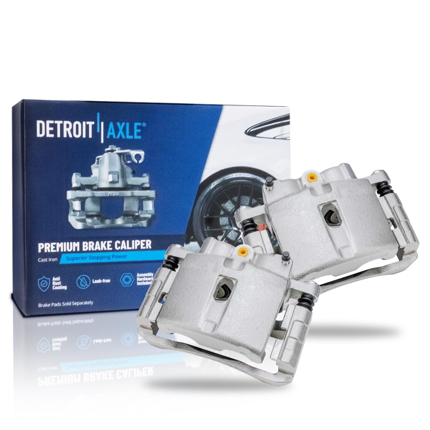 Detroit Axle - Rear Brake Calipers w/Brackets Replacement for Hummer H2 Chevrolet GMC Silverado Sierra 1500 2500 3500 HD Classic - 2pc Set