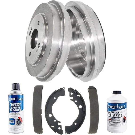 Detroit Axle - Rear Brake Drums + Ceramic Brake Shoes Replacement for 2010 2011 2012 2013 Honda Fit Insight - 6pc Set