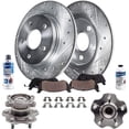 thumbnail image 1 of Detroit Axle - Rear Brake Kit for 02-06 Nissan Altima, 04-08 Maxima, Drilled & Slotted Brake Rotors Ceramic Brakes Pads Wheel Bearing and Hubs 2004 2005 2006 Replacement : 11.46" Rear Brake Rotor, 1 of 7