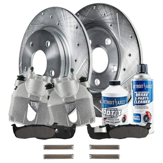 Detroit Axle - Rear Brake Kit for 1999-2002 Ford Expedition Lincoln Navigator, 2000-2003 F-150, 2002 Blackwood, Drilled and Slotted Brake Rotors Ceramic Brake Pads Brake Calipers 2001 Replacement