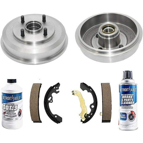 Detroit Axle - Rear Brake Kit for 2000-2008 Ford Focus Replacement 2000 2001 2002 2003 2004 2005 2006 2007 2008 Brake Drums Semi-Metallic Brakes Shoes w/Wheel Bearing