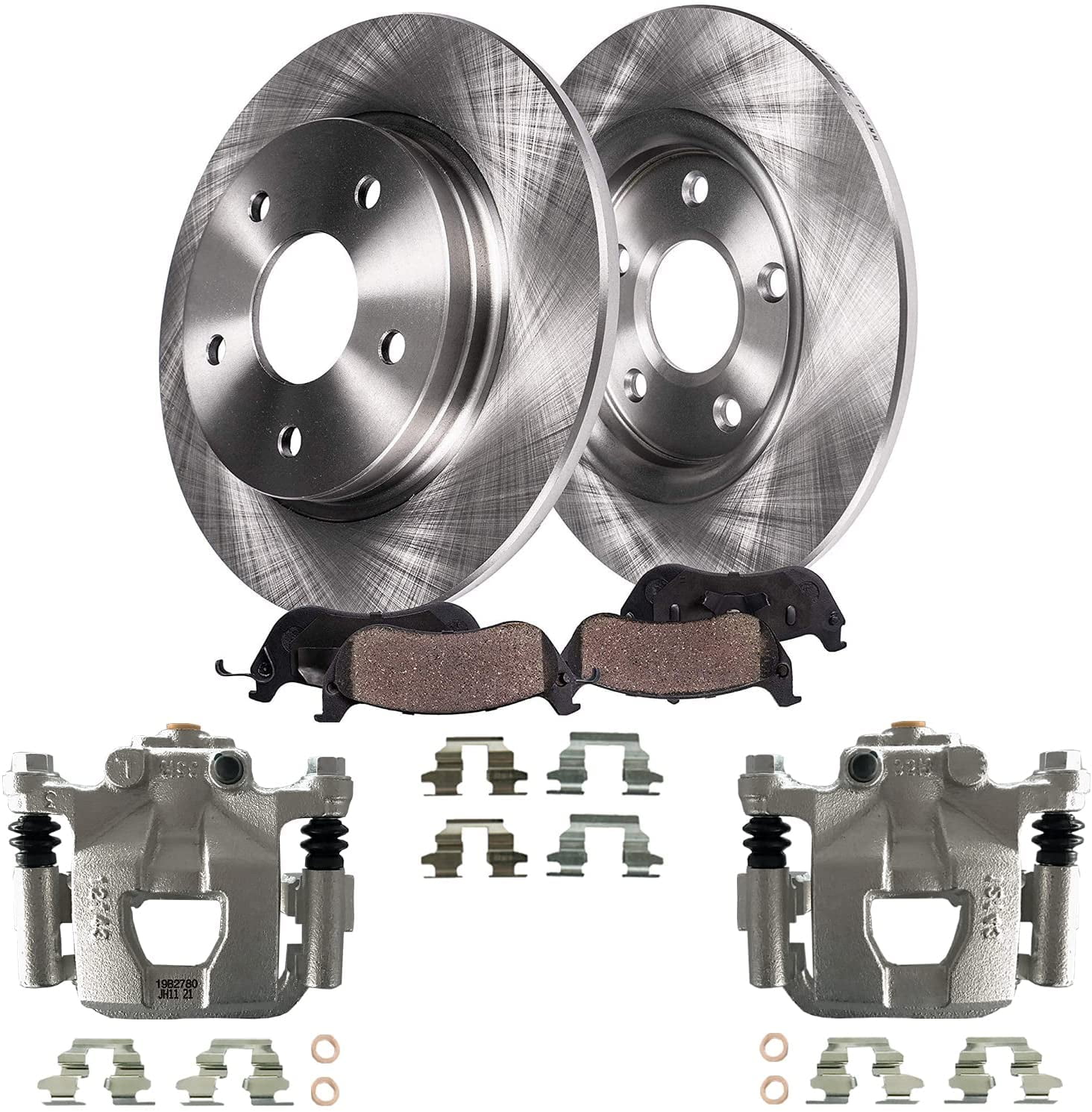 Detroit Axle - Rear Brake Kit for 2002-18 Nissan Altima 04-08 Maxima 2004 2005 2006 2007 2008 Replacement Brake Calipers Disc Brake Rotors Ceramic Brakes Pads: 11.46" Rotor