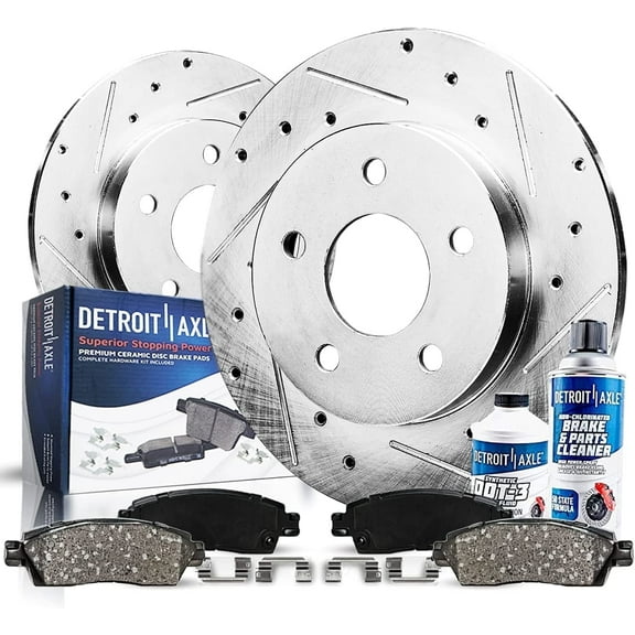 Detroit Axle - Rear Brake Kit for Subaru Crosstrek Forester Impreza XV Crosstrek Replacement Drilled & Slotted Disc Brake Rotors Ceramic Brakes Pads: 10.79" inch Rotor
