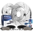 thumbnail image 1 of Detroit Axle - Rear Brake Kit for 2011-2021 Jeep Grand Cherokee 2011-2025 Dodge Durango, Drilled Slotted VENTED Brake Rotors Ceramic Brake Pads: 12.99 inch Rear Rotors, 1 of 8