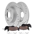 thumbnail image 1 of Detroit Axle - Rear Brake Kit for 2016-2021 Honda Civic, Drilled and Slotted Disc Brake Rotors Ceramic Brakes Pads with Hardware 2017 2018 2019 2020 Replacement: 10.24" inch Rotor, 1 of 9