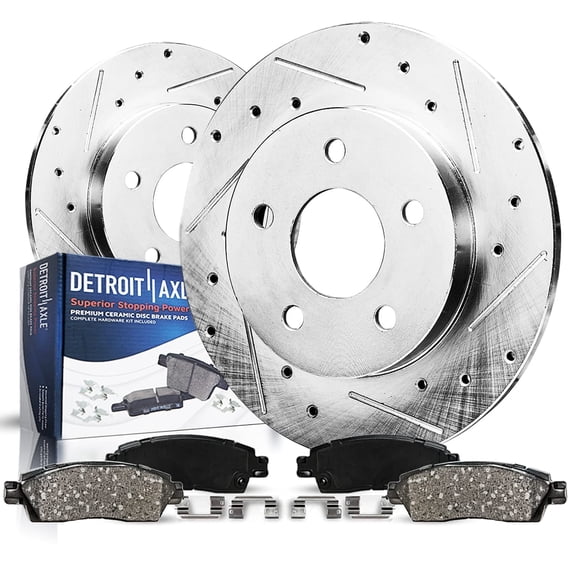 Detroit Axle Rear Brake Kit for 2021-2023 Acura TLX, 12.99 in Drilled and Slotted Disc Rotors