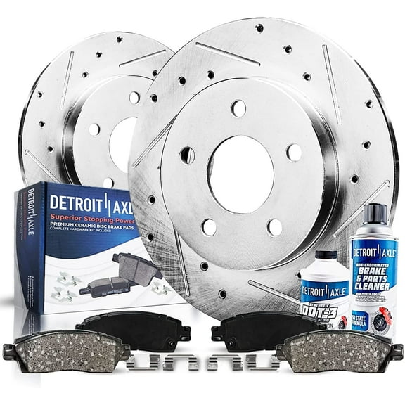 Detroit Axle - Rear Brake Kit for Buick Allure Lacrosse Chevrolet Impala Limited Pontiac Grand Prix, Drilled & Slotted Brake Rotors Ceramic Brake Pads Replacement