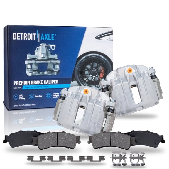 Detroit Axle - Rear Brake Kit for Chevy GMC Silverado Sierra 1500 Astro Tahoe Yukon Safari Cadillac DeVille Disc Brake Calipers w/Brackets Ceramic Brakes Pads Replacement
