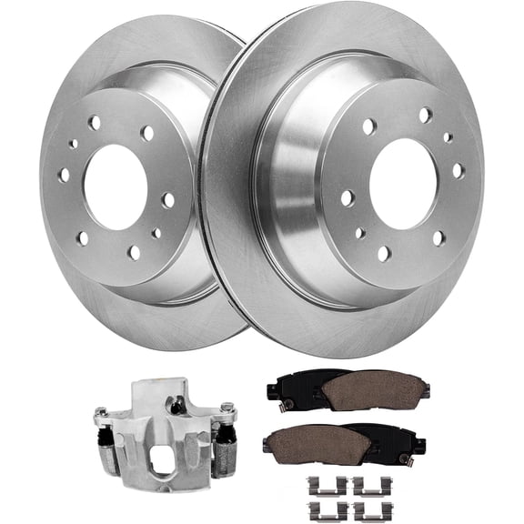 Detroit Axle - Rear Brake Kit for Chevy Trailblazer EXT GMC Envoy XL XUV Buick Rainier Olds Bravada Saab 9-7X, 12.80'' Disc Brake Rotors Ceramic Brake Pads Brake Caliper Replacement
