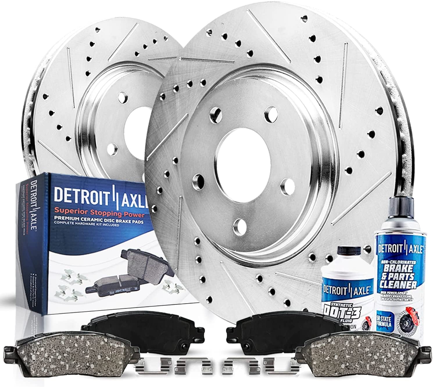 Detroit Axle Rear Brake Kit for Dodge Ram 1500 Durango Chrysler Aspen Drilled & Slotted Disc