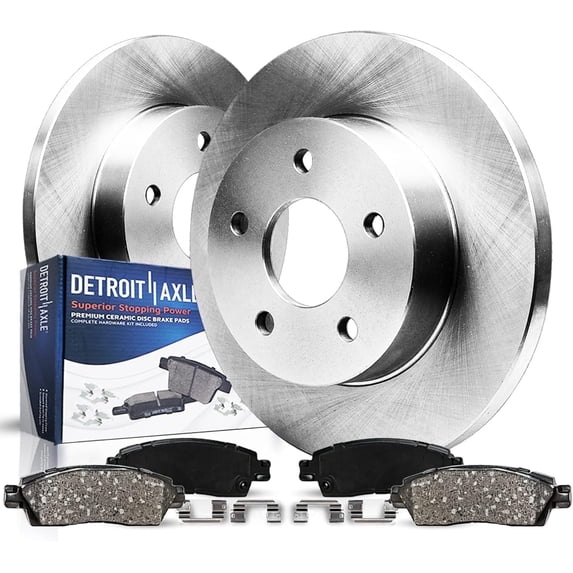 Detroit Axle - Rear Brake Kit for 2020-2025 Ford Explorer 2024-2025 Mustang, Disc Brake Rotors Ceramic Brakes Pads with Hardware Replacement: 12.60" inch Solid Rear Rotor
