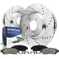 thumbnail image 1 of Detroit Axle - REAR Brake Kit for 2003-2005 Infiniti G35 Nissan 350Z, 2008-2020 Rogue 2017-2020 Qashqai, Drilled & Slotted Disc Rotors Replacement Ceramic Pads, 1 of 8