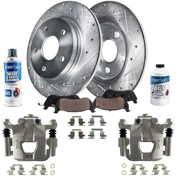 Detroit Axle - Rear Brake Kit for Nissan Maxima Altima Drilled and Slotted Brake Rotors Ceramic Brakes Pads Brake Calipers Replacement: 11.50" Rear Rotors Fits select: 2015 NISSAN ALTIMA 2.5/S/SV/SL