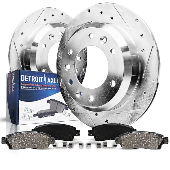 Detroit Axle - Rear Brake Kit for 05-15 Nissan Armada 04-15 TITAN 2004 Pathfinder Armada 04-10 Infiniti QX56 Drilled & Slotted Brake Rotors Ceramic Brake Pads: 12.60 inch Rotor