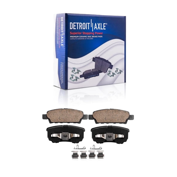 Detroit Axle - Rear Brake Pads for Dodge Avenger Caliber Jeep Compass Patriot Chrysler Sebring 200 Mitsubishi Lancer Outlander, Ceramic Brake Pads with Hardware Replacement