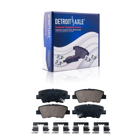 Detroit Axle - Rear Brake Pads for Kia Optima Forte Soul Forte5 Hyundai Elantra Coupe Accent Veloster Sonata Cadenza, Ceramic Brake Pads with Hardware Replacement