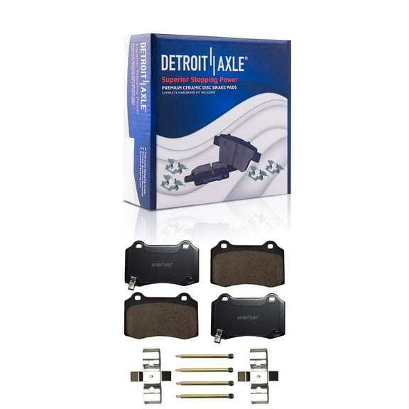 Detroit Axle - Rear Brake Pads for Jeep Grand Cherokee Dodge Charger Chrysler 300 Magnum Challenger Chevy Camaro Cadillac CTS STS Tesla S X, Ceramic Brake Pads with Hardware Replacement