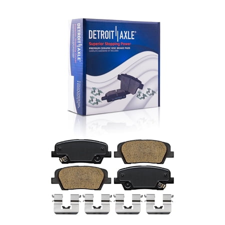 Detroit Axle - Rear Brake Pads for 2010-2018 Hyundai Santa Fe 2013-2018 Santa Fe Sport 2019 Santa Fe XL 2011-2015 Kia Sorento, Ceramic Brake Pads with Hardware Replacement