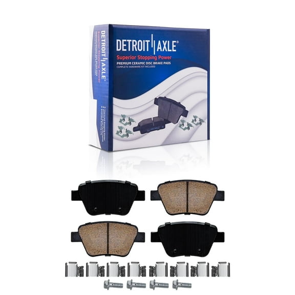 Detroit Axle - Rear Brake Pads for Volkswagen Jetta Beetle Eos Golf GTI Passat Multivan Audi A3 Quattro Ceramic Brake Pads w/Hardware Replacement