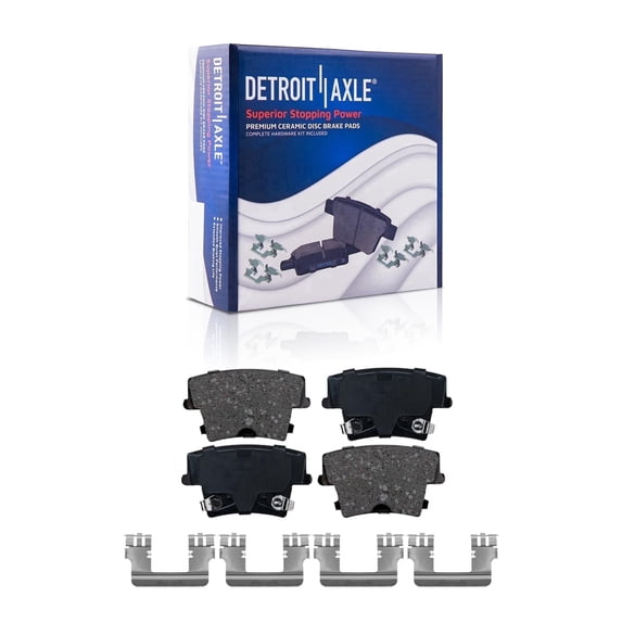 Detroit Axle - Rear Brake Pads for 2005-2023 Chrysler 300, 2009-2023 Dodge Challenger 2006-2023 Charger 2005-2008 Magnum, Ceramic Brake Pads w/ Hardware Replacement