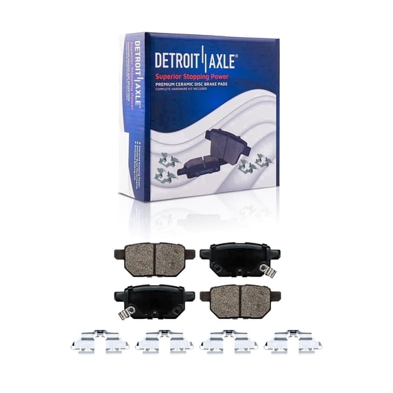 Detroit Axle - Rear Brake Pads for Toyota Matrix Corolla Yaris Prius AWD-e Prime, Pontiac Vibe Scion xB tC, Ceramic Brake Pads with Hardware Replacement