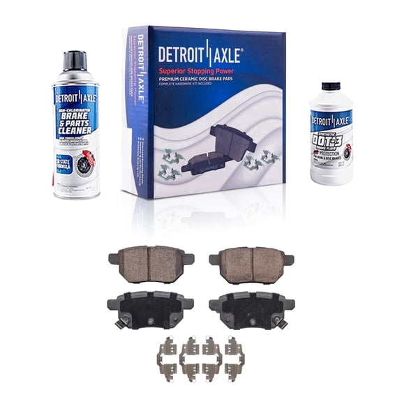 Detroit Axle - 4pc Rear Brake Pads for Toyota Matrix Corolla Yaris Prius AWD-e Prime Pontiac Vibe Scion xB tC, Ceramic Brake Pads with Hardware Replacement