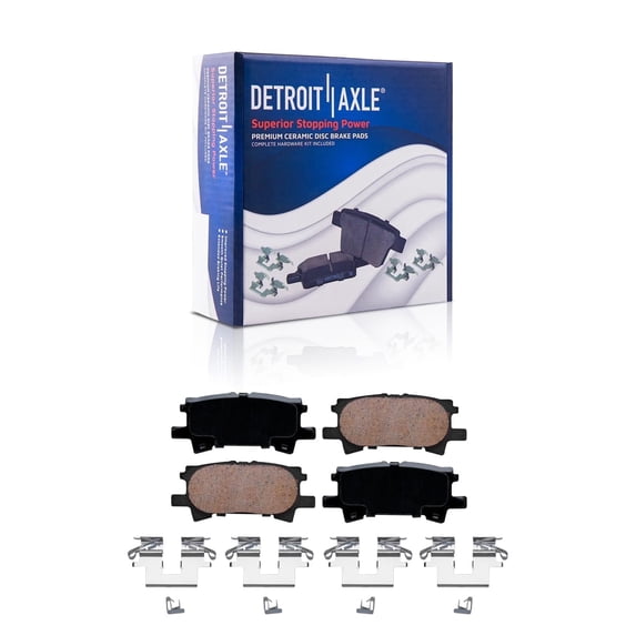 Detroit Axle - Rear Brake Pads for Toyota Highlander Lexus RX330 RX350 RX400h Ceramic Brake Pads w/ Hardware Replacement