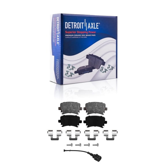 Detroit Axle - Rear Brake Pads for Volkswagen Jetta Passat R32 Golf R GTI Eos CC Tiguan Rabbit Audi A3 A4 A6 TT RS Quattro Ceramic Brake Pads w/Hardware Replacement