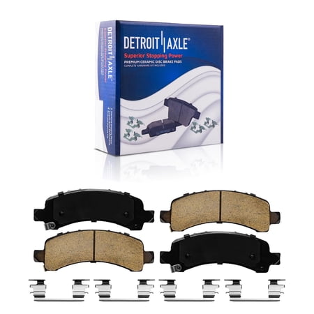 Detroit Axle - Rear Brake Pads for Chevy GMC Tahoe Avalanche Suburban Express Yukon XL Savana 1500 GMC Chevy Cadillac Escalade, Ceramic Brake Pads w/Hardware Replacement