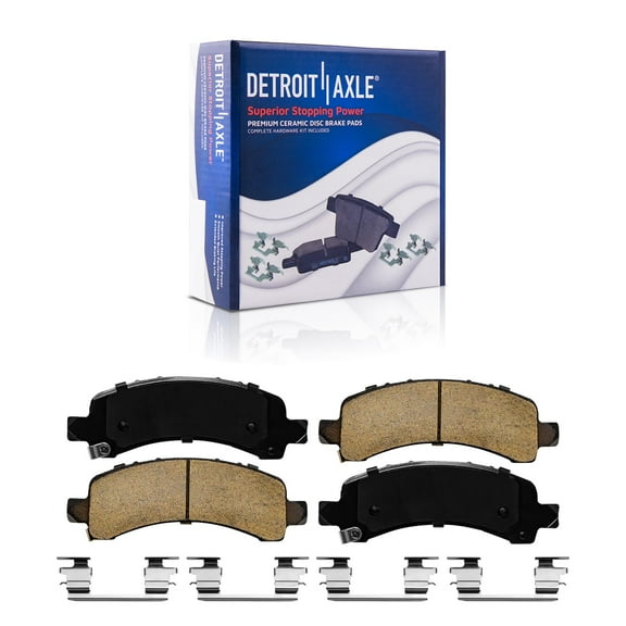 Detroit Axle - Rear Brake Pads with Hardware Set Replacement for GMC Chevy Tahoe Avalanche Suburban Express Yukon XL 1500 Escalade - 2pc Set