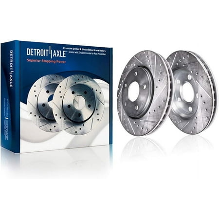 Detroit Axle - 12.80" inch Rear Drilled and Slotted Disc Brake Rotors Replacement for 2007-2015 Mazda CX-9