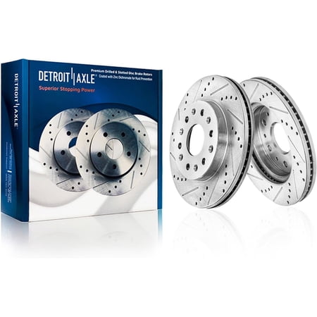 Detroit Axle - Rear Brake Rotors for Toyota 2022 2023 Tundra Lexus LX600, 2023 Sequoia, Drilled and Slotted Disc Brake Rotors Replacement : 13.19" inch Rotor