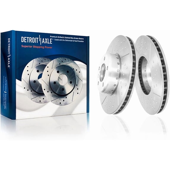 Detroit Axle - Rear Brake Rotors for Toyota GR Supra BMW 230i 330e 330i 430i 530i 530e 540d 540i xDrive X3 X4 Z4, Drilled and Slotted Disc Brake Rotors Replacement : 12.99" inch Rotor