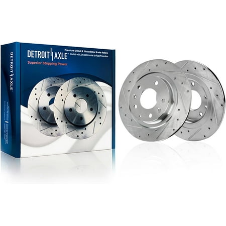 Detroit Axle - Rear Brake Rotors for 2016 2017 2018 Mazda CX-3, Drilled and Slotted Disc Brake Rotors Replacement: 11.06" inch Rotors