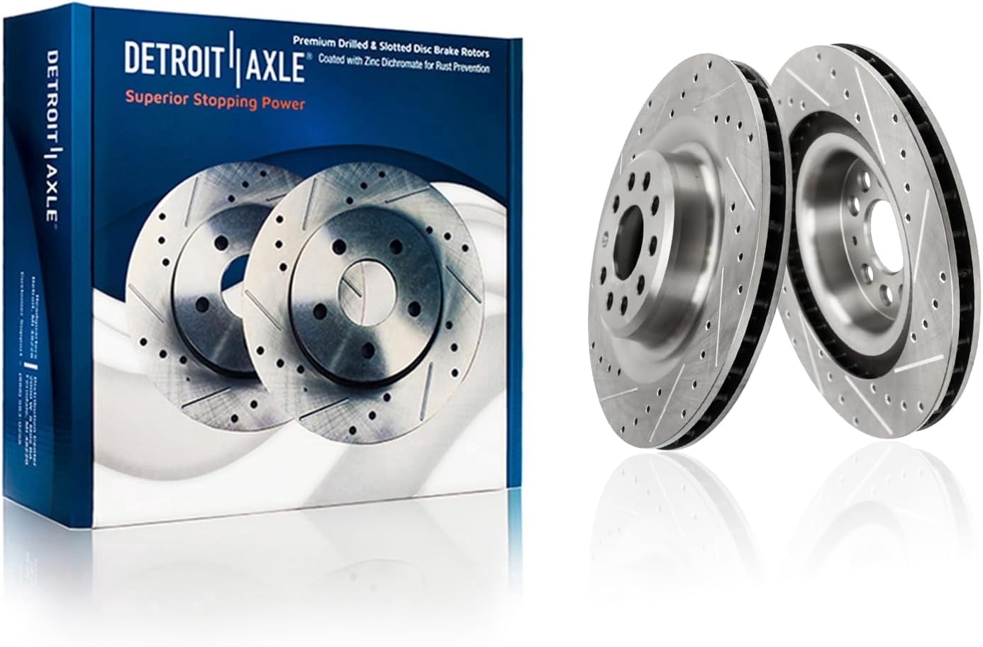 Detroit Axle - Rear Brake Rotors for 2016-2021 Tesla Model S Model X, Drilled and Slotted Disc Brake Rotors 2017 2018 2019 2020 Replacement: 14.37" inch Rotors