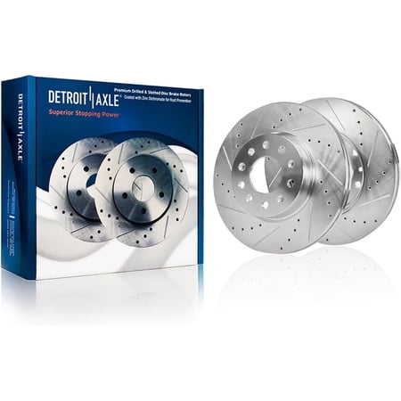Detroit Axle - Rear Brake Rotors for 2020-2024 Cadillac CT4, Drilled and Slotted Disc Brake Rotors 2021 2022 2023 Replacement: 12.40" inch Rotors