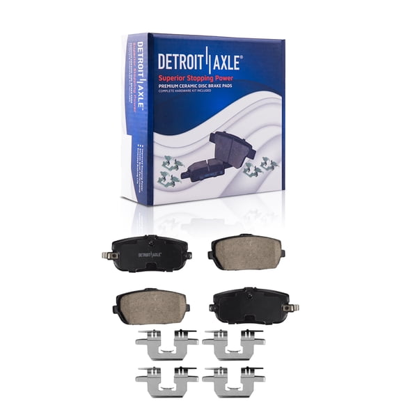 Detroit Axle - Rear Ceramic Brake Pads for 06-19 Mazda MX-5, 06-22 MX-5 Miata 124 Spider, Brake Pads with Hardware Set 2006 2007 2008 2009 2010 2011 2012 2013 2014 2015 2016 Replacement