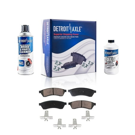 Detroit Axle - Rear Ceramic Brake Pads + Cleaner & Fluid Replacement for 2004 - 2006 Chevy Epica Suzuki Verona