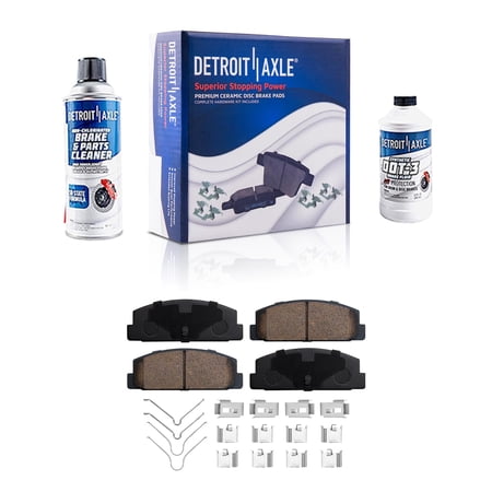 Detroit Axle - Rear Ceramic Brake Pads + Cleaner & Fluid Replacement for Mazda 6 Protege RX-7
