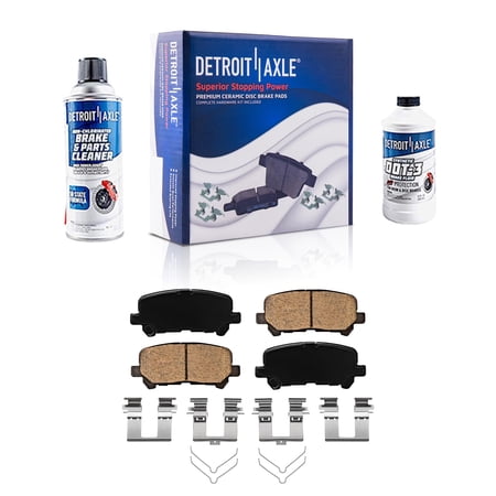Detroit Axle - Rear Ceramic Brake Pads with Hardware Cleaner Fluid Replacement for 2007-2013 Acura MDX 2010-2013 ZDX 2011-2017 Honda Odyssey 2009-2015 Pilot