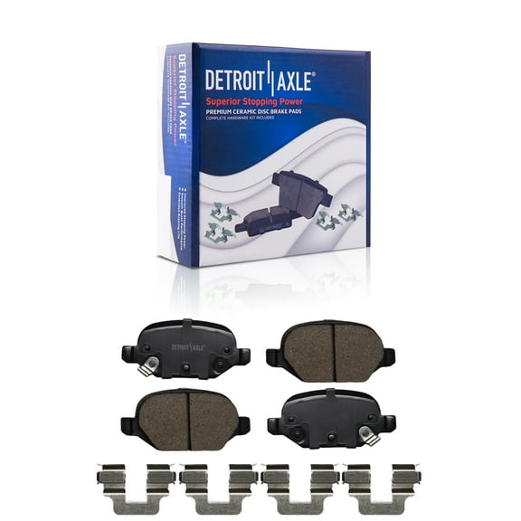 Detroit Axle - Rear Ceramic Brake Pads for Fiat 2012-2019 500, Ceramic Brake Pads with Hardware 2013 2014 2015 2016 2017 2018 Replacement