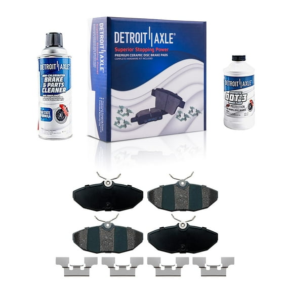 Detroit Axle - Rear Ceramic Brake Pads w/Hardware & Cleaner Fluid Replacement for Dodge Viper Ford Thunderbird Jaguar S-Type Vanden Plas XJ8 Lincoln LS - See Fitment