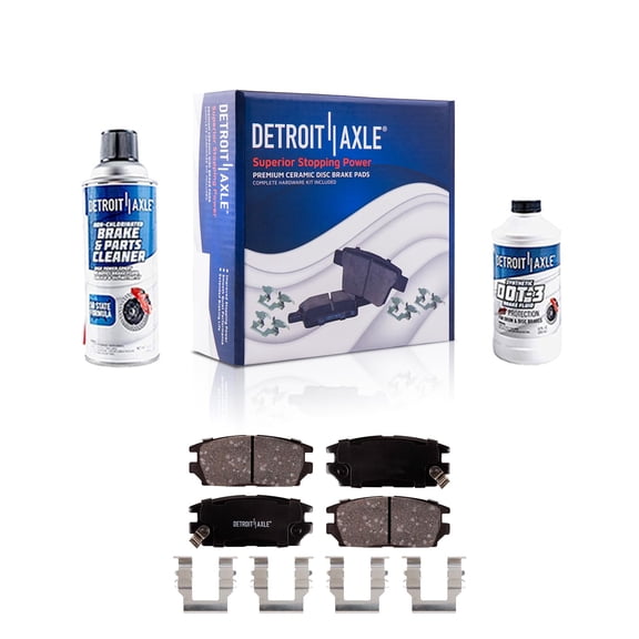 Detroit Axle - Rear Ceramic Brake Pads w/Hardware & Cleaner Fluid Replacement for Mitsubishi 3000GT Galant Diamante Eclipse Eagle Talon Dodge Stealth - 4pc Set