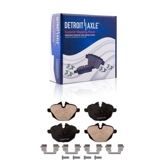 Detroit Axle - Rear Brake Pads for BMW i8 X3 X4, 528i 535i 535d 530i 540d 530e xDrive, Z4, ActiveHybrid 5, Ceramic Brake Pads w/ Hardware Replacement