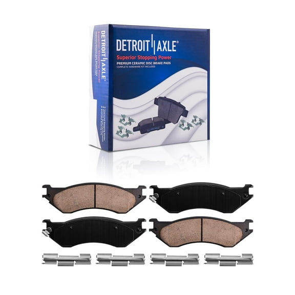 Detroit Axle - Rear Brake Pads for 2001-2008 Dodge Ram 2500 3500, Ceramic Brake Pads w/ Hardware Replacement