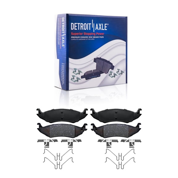 Detroit Axle - Rear Ceramic Brake Pads with Hardware Replacement for 2004 2005 2006 Ford E-150 Club Wagon