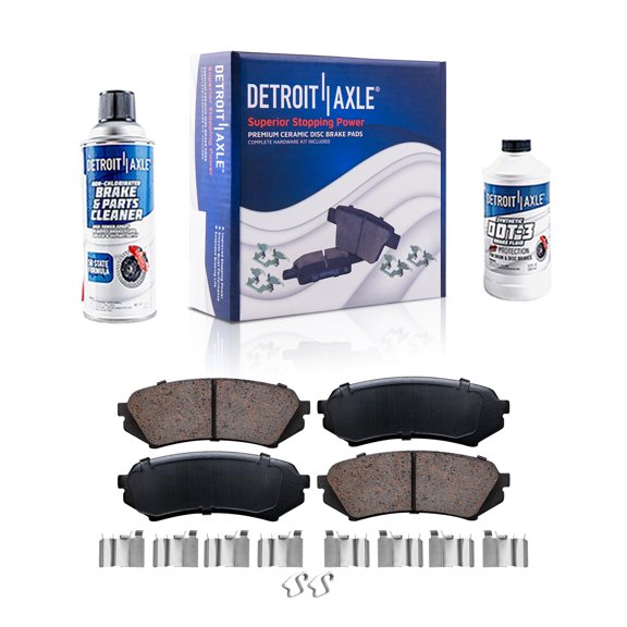 Detroit Axle - Rear Ceramic Brake Pads with Hardware Set Replacement for 1998 1999 2000-2007 Lexus LX470 Toyata Land Cruiser - 4pc Set