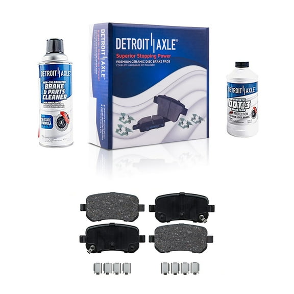 Detroit Axle - Rear Ceramic Brake Pads with Hardware Set Replacement for 2004 2005 2006 2007 Ford Freestar Mercury Monterey - 4pc Set