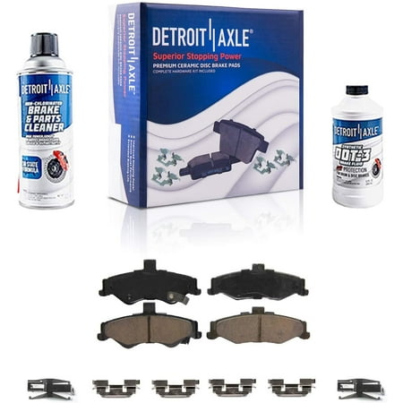 Detroit Axle - Rear Ceramic Pads w/ Hardware Brake Cleaner Fluid for 1998 - 2002 Chevrolet Camaro / Pontiac Firebird